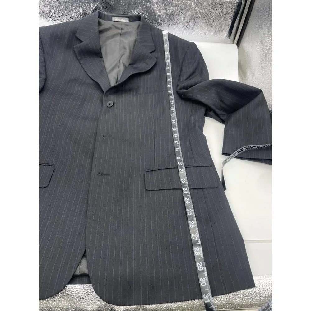 Oscar De La Renta Mens Black Suit Blazer Jacket 1Wool Size‎ 42R Preppy Career